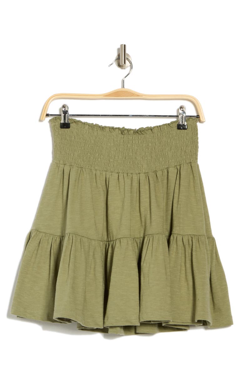 RDI Tiered Cotton Skirt, Alternate, color, Moss