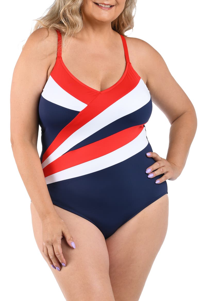 Americana One-Piece Swimsuit, Main, color, BLUE MULTI