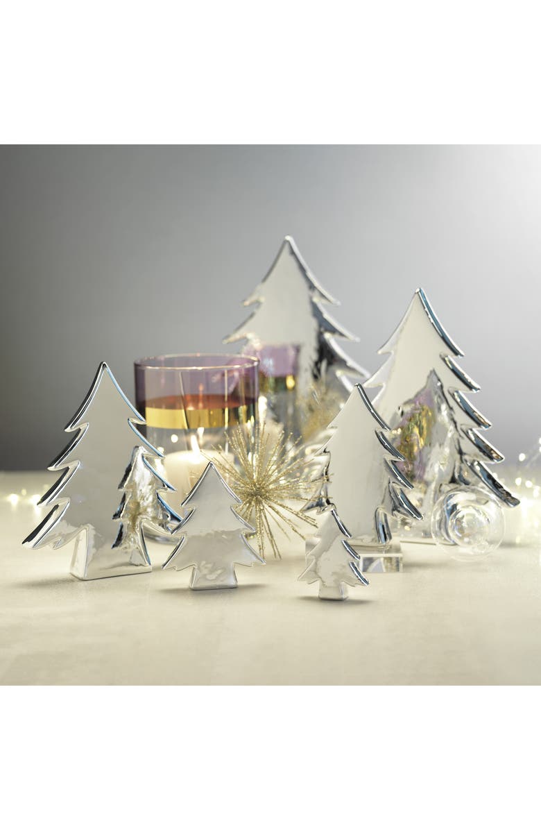 Zodax Teton Set of 6 Silvertone Ceramic Trees, Alternate, color, Silver