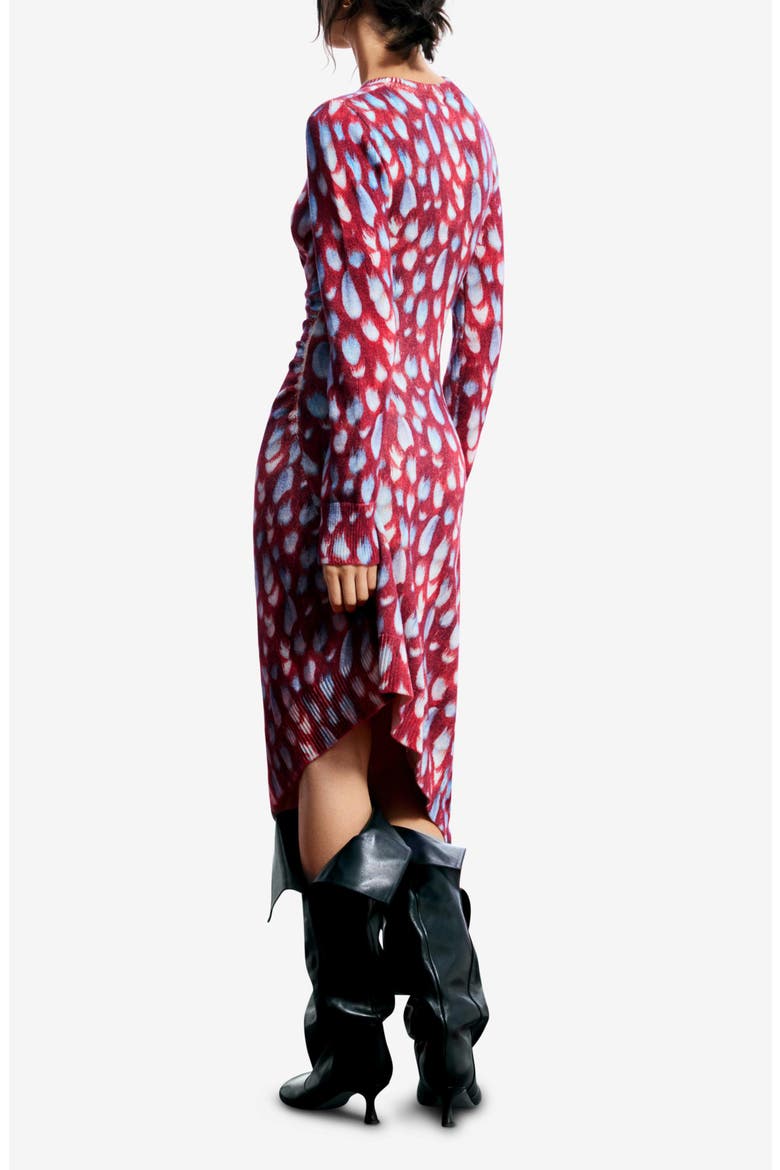 Abstract Print Long Sleeve Cotton Blend Sweater Dress, Alternate, color, RED