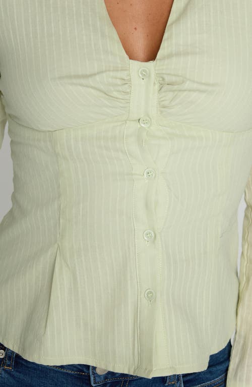 Princess Polly Elowenn Long Sleeve Cotton Button-up Shirt In Green