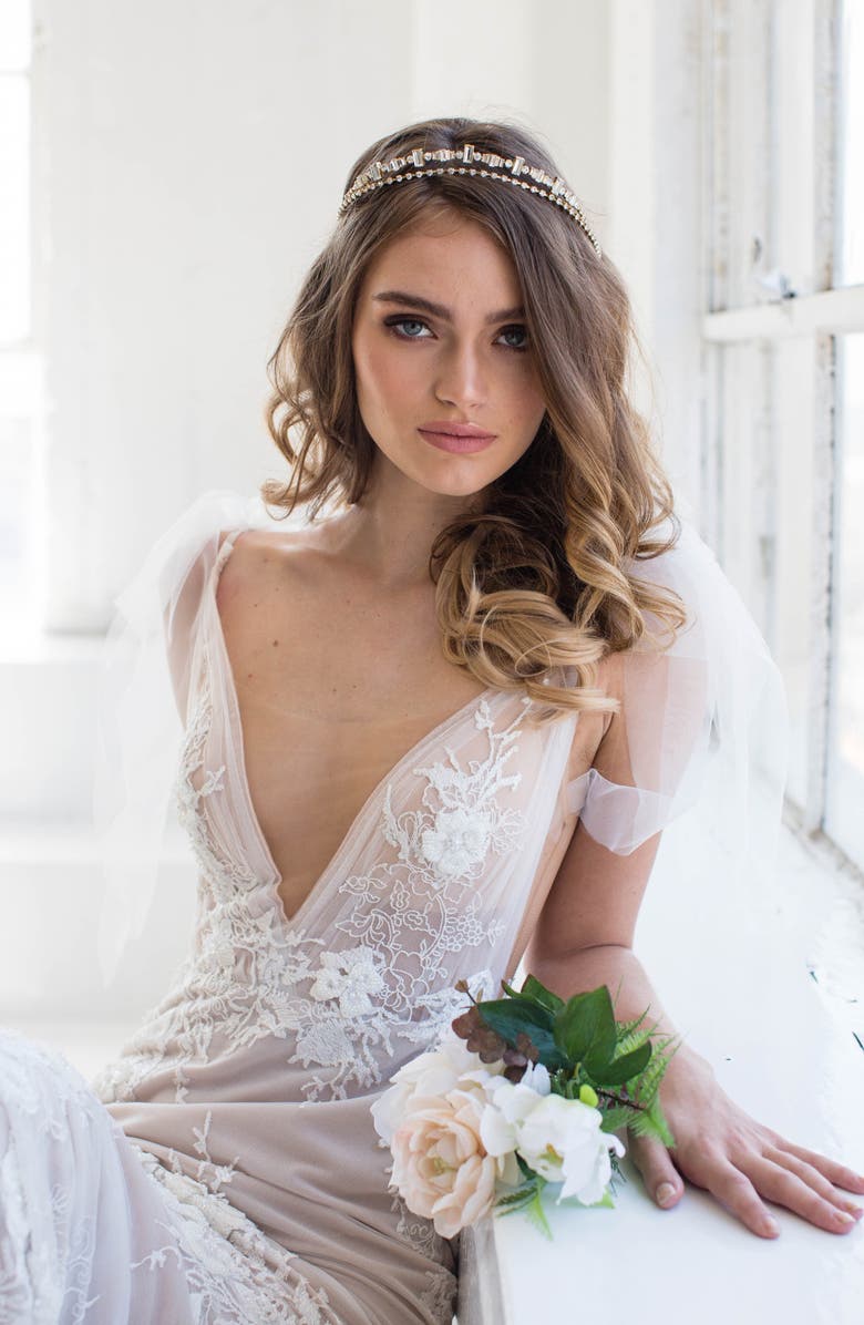 Brides & Hairpins Amora Crystal Crown Comb, Alternate, color, Silver