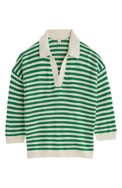 Gwnynver Stripe Cotton & Linen Sweater