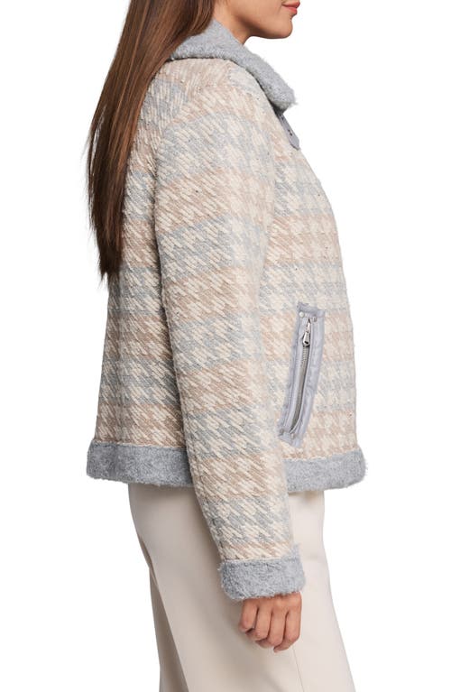 Nic + Zoe Nic+zoe Houndstooth Bouclé Knit Jacket In Neutral Multi