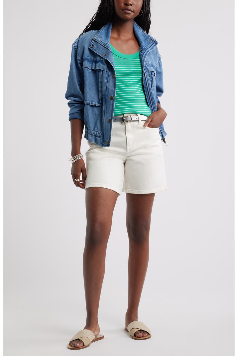Scoop Neck Rib Cotton Tank, Alternate, color, GREEN - WHITE ALBA STRIPE