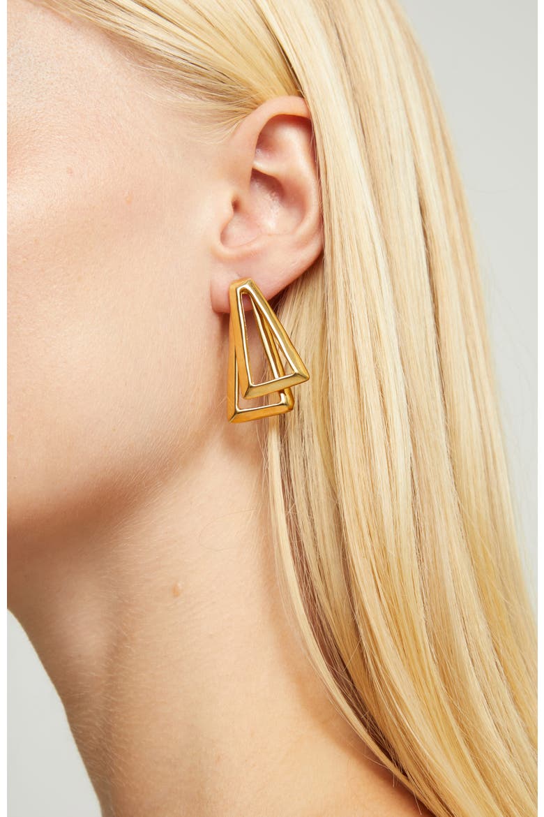 Gold-tone Open Triangle Stud Earrings, Alternate, color, Gold