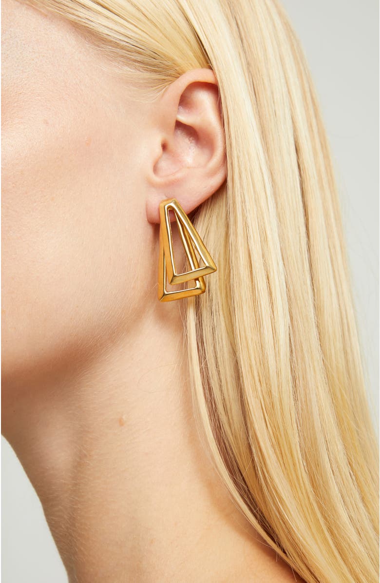 UNODE50 Gold-tone Open Triangle Stud Earrings, Alternate, color, Gold