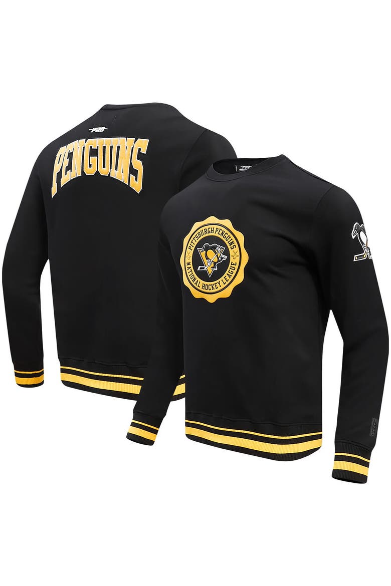 Men's Pro Standard Black Pittsburgh Penguins Crest Emblem Pullover Sweatshirt, Main, color, Black