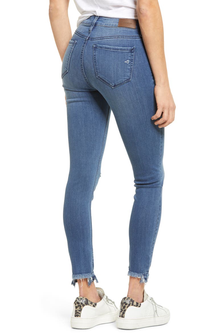Ripped Stretch Ankle Skinny Jeans, Alternate, color, MEDIUM WASH