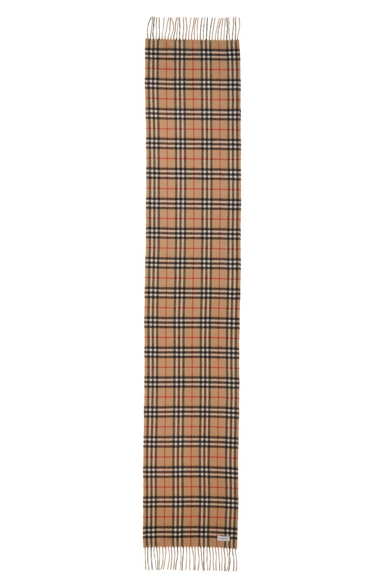 Burberry Vintage Check Reversible Cashmere Fringe Scarf, Main, color, 