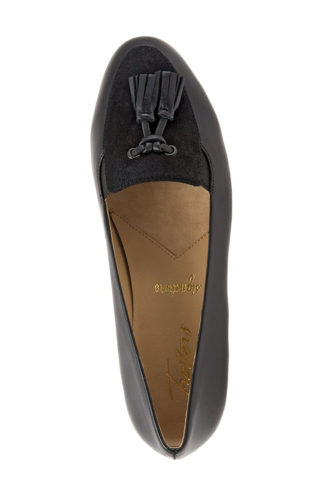 'Caroline' Tassel Loafer, Alternate, color, BLACK SUEDE