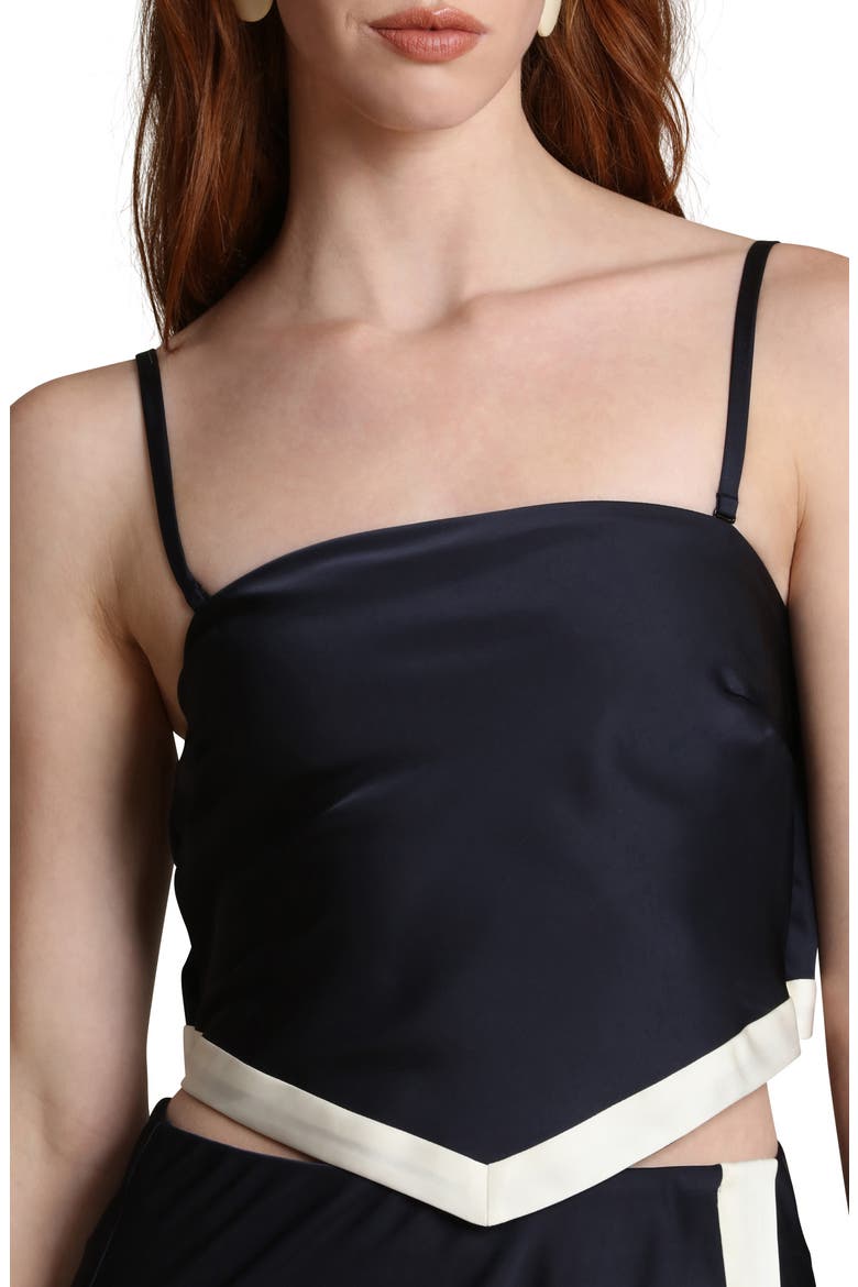Scarf Satin Crop Top, Alternate, color, NAVY
