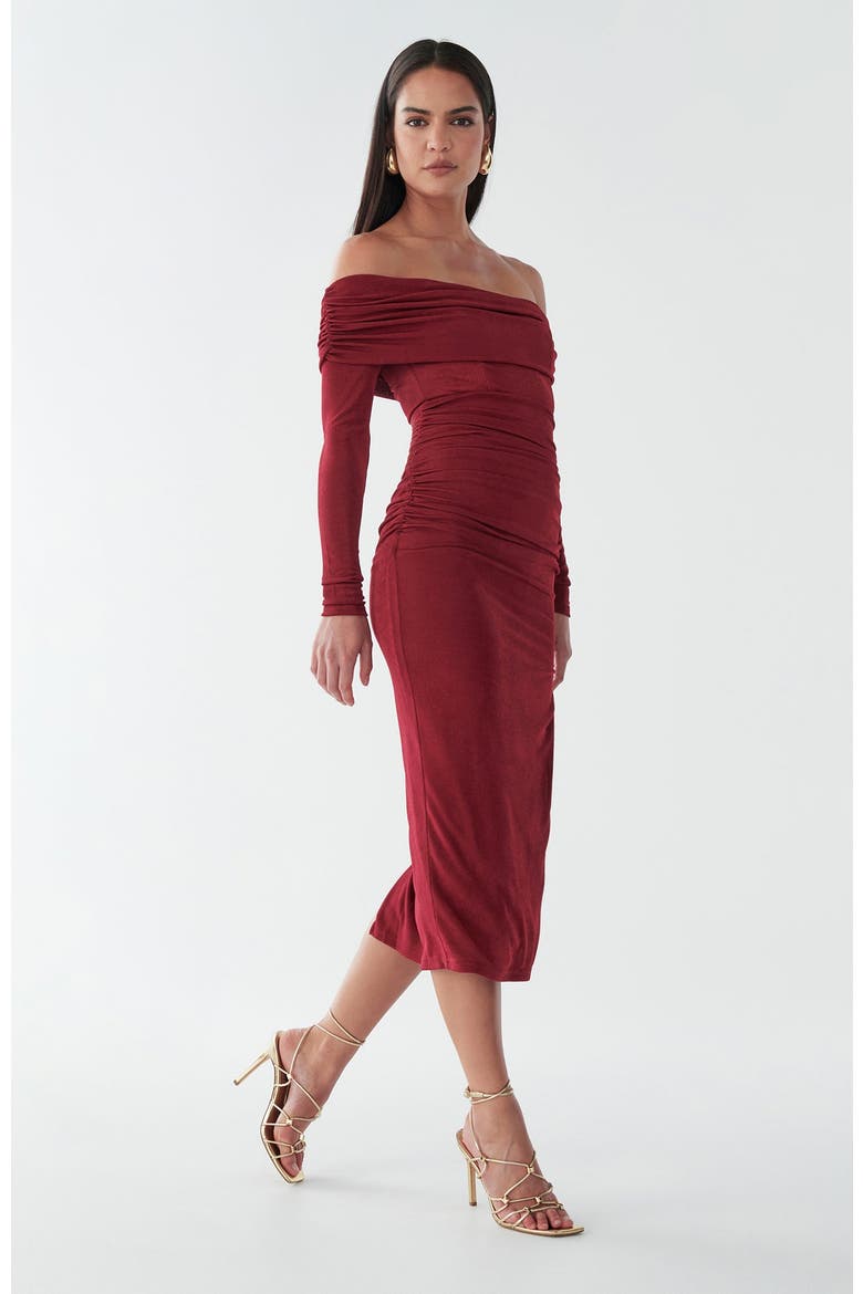 Piedra Midi Dress, Alternate, color, Burgundy