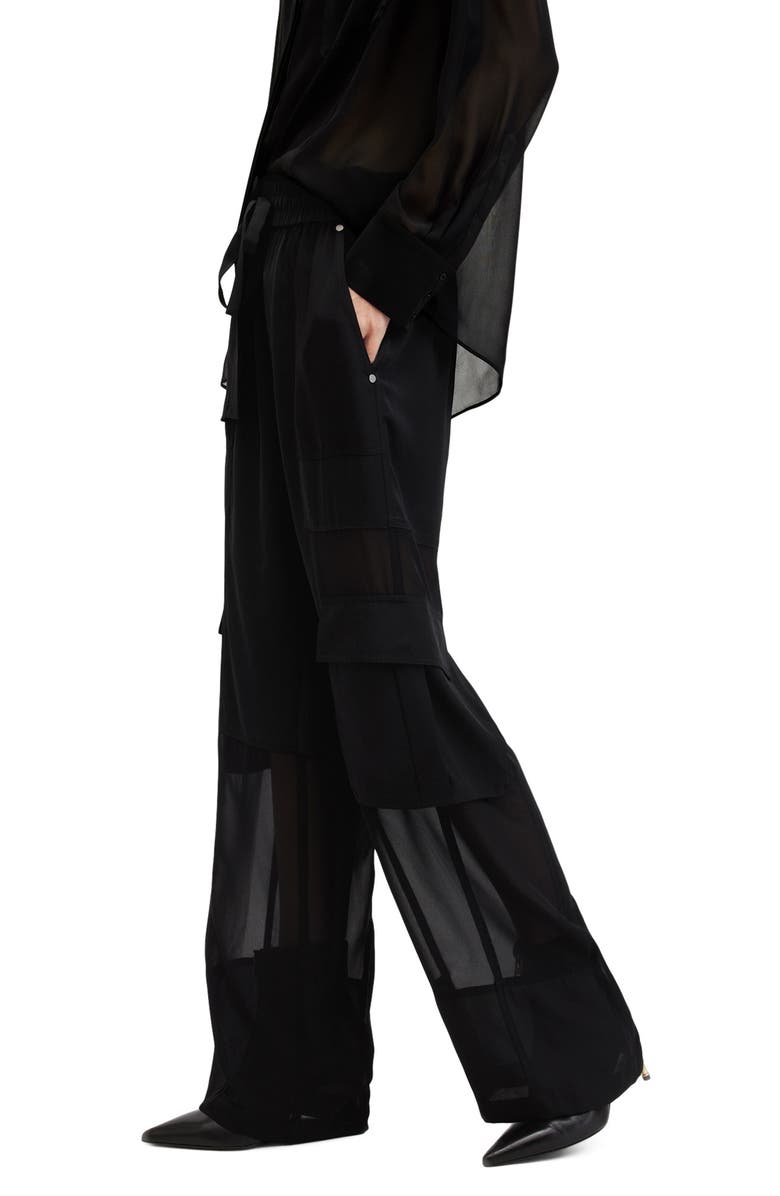 AllSaints Jody Mesh Cargo Pants, Alternate, color, Black