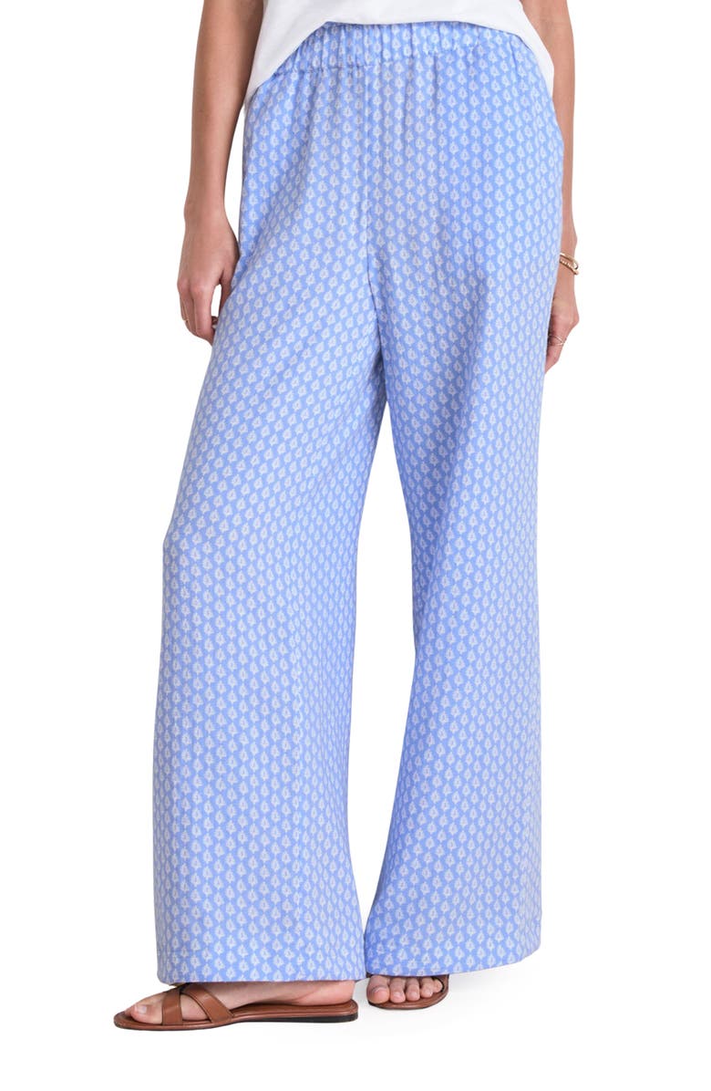 vineyard vines Cotton Gauze Wide Leg Pants, Main, color, Seaweed Serenity