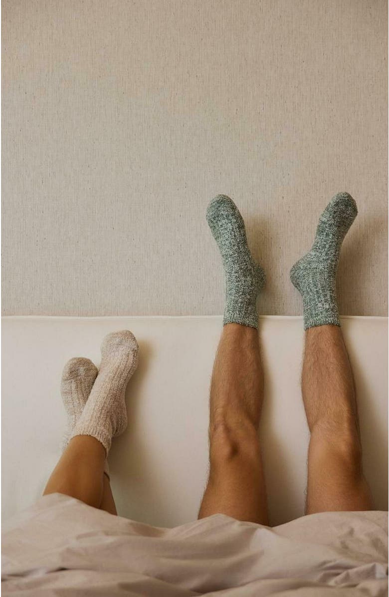 Softies Marshmallow Crew Socks with Grippers, Alternate, color, Heather Black