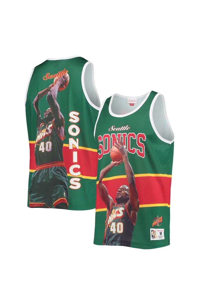 Mitchell & Ness Men's Mitchell & Ness Green Seattle Supersonics Hardwood Classics Player Tank Top, Main, color,
