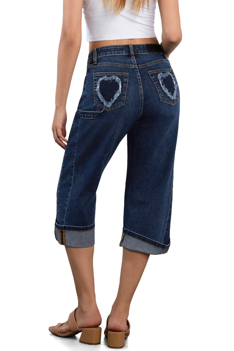 Heart Cuff Carpenter Wide Leg Shorts, Alternate, color, SIDEWALK DENIM