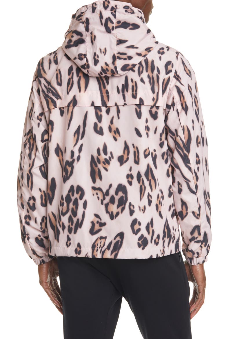 2 Moncler 1952 Jau Leopard Print Hooded Nylon Jacket, Alternate, color, LEOPARD