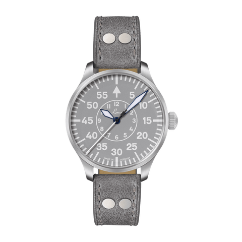 Aachen - 39mm, Gray Dial, Automatic Watch, Riveted Leather Strap