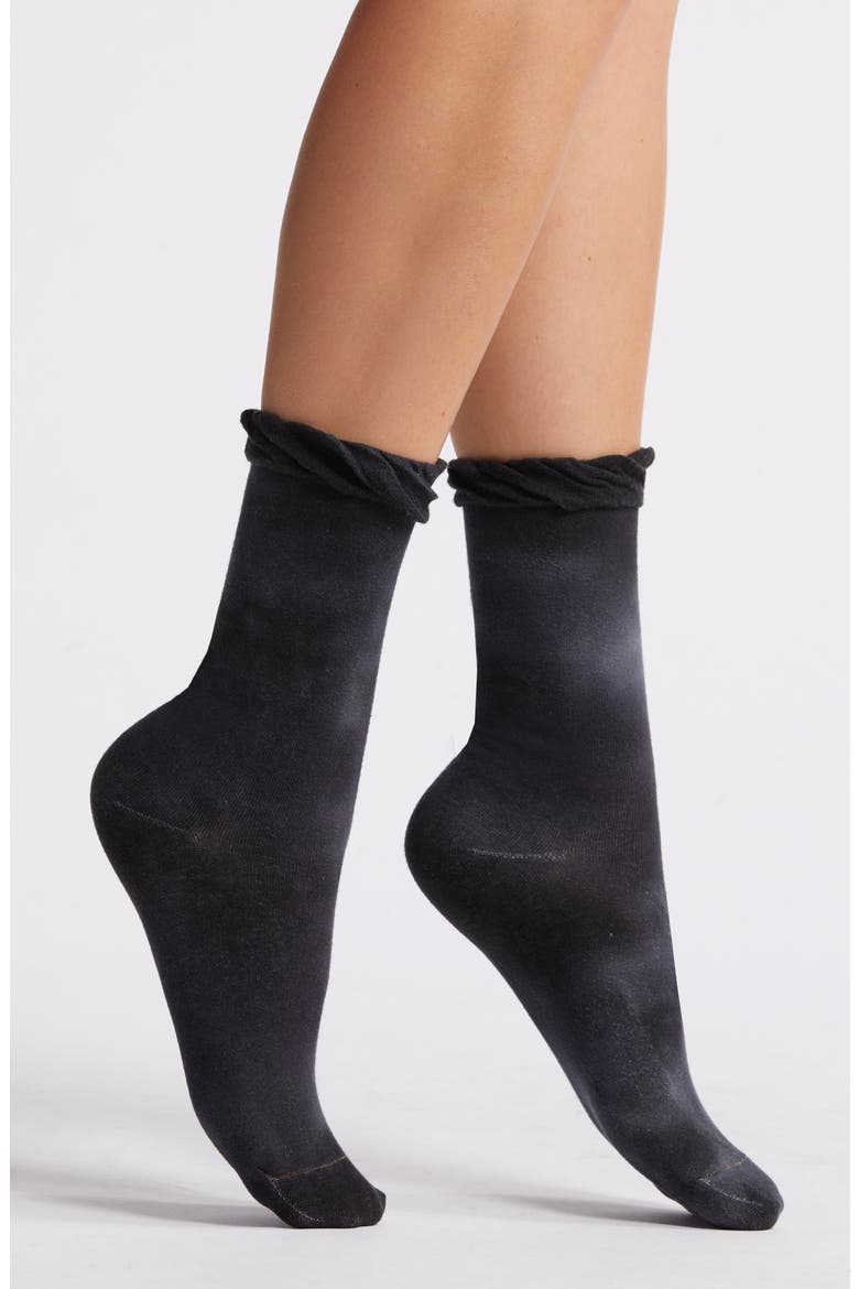 2-Pack Tie Dye Ruffle Grip Socks, Main, color, BLACK