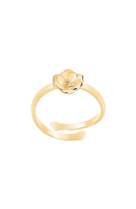 Rosebud CZ Adjustable Ring