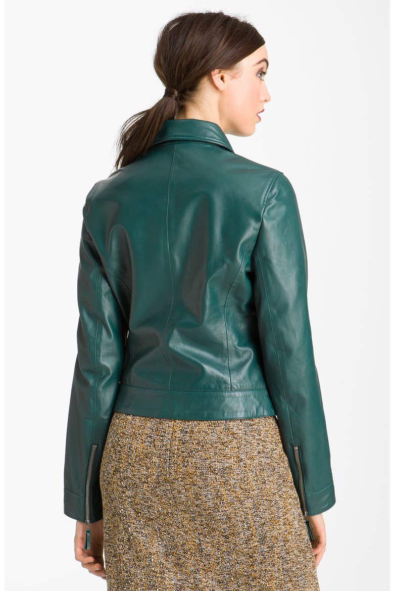 Leather Moto Jacket, Alternate, color, TEAL