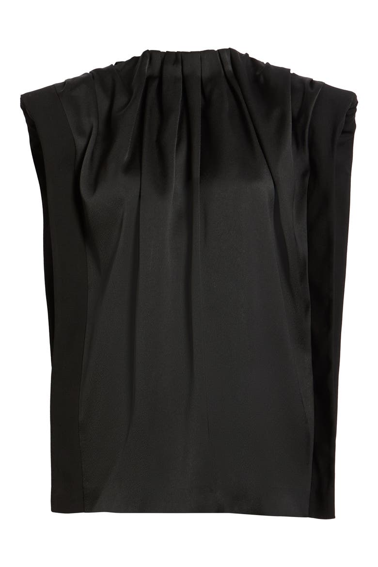 Draped Satin Top, Alternate, color, BLACK