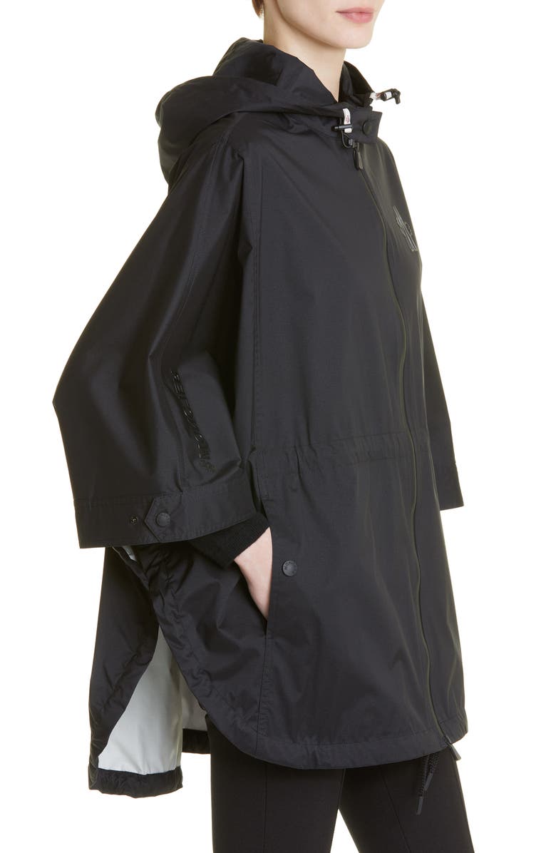Moncler Grenoble Logo Zip Hooded Nylon Cape, Alternate, color, 