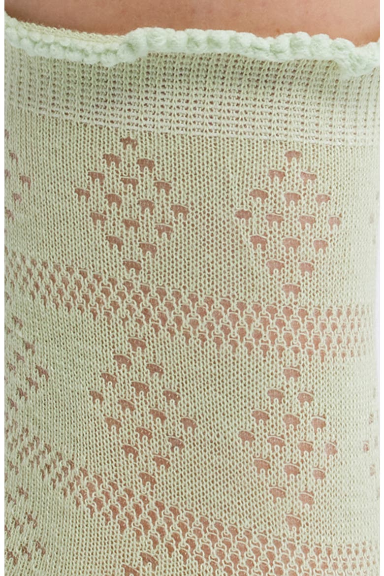 Krista Cotton Blend Pointelle Crew Socks, Alternate, color, FERN