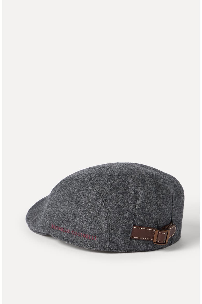 Virgin wool flannel flat cap, Alternate, color, Dark Grey