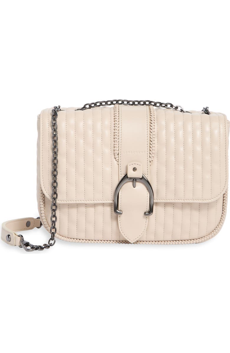 Longchamp Small Amazone Leather Quilted Convertible Crossbody Bag, Main, color, Chalk