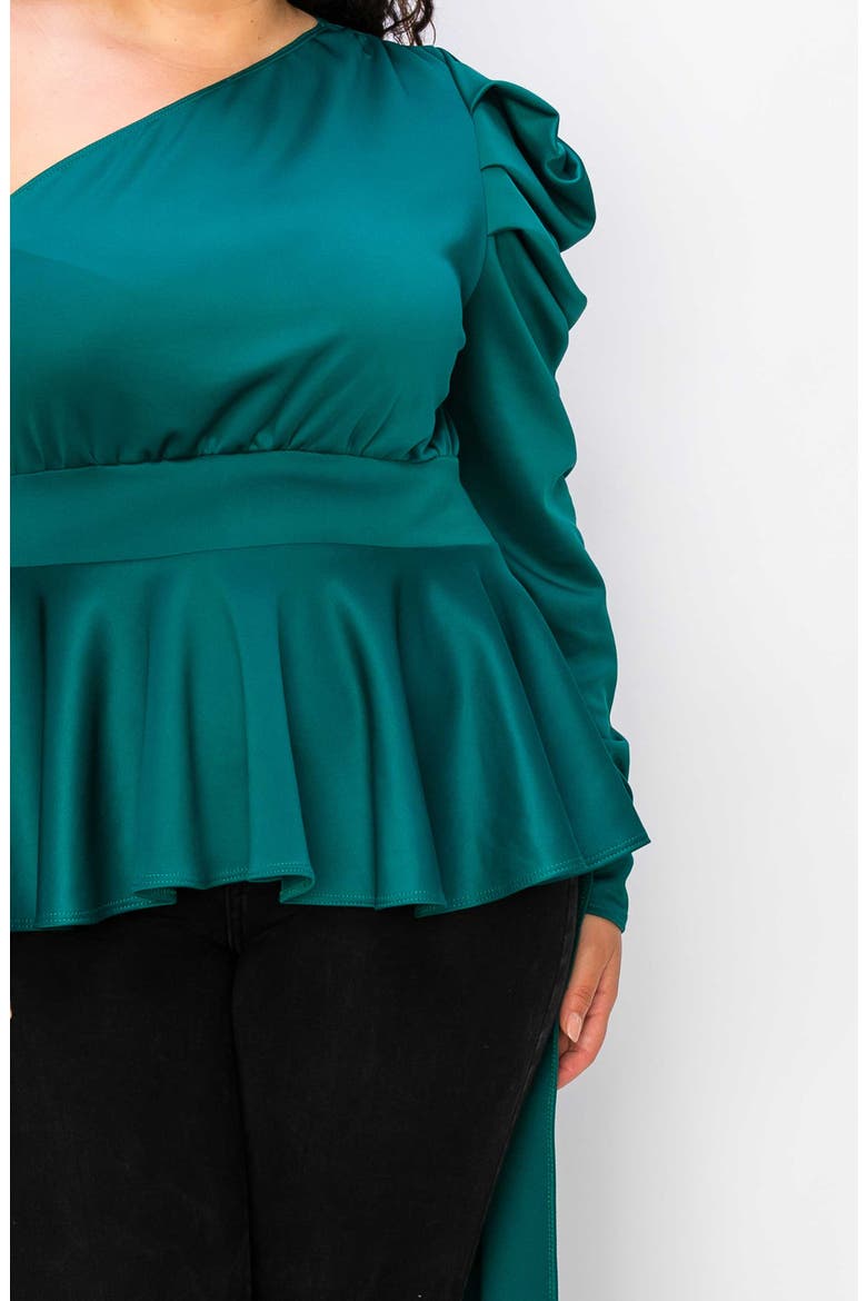 Nicolette One-Shoulder Peplum Top, Alternate, color, EMERALD