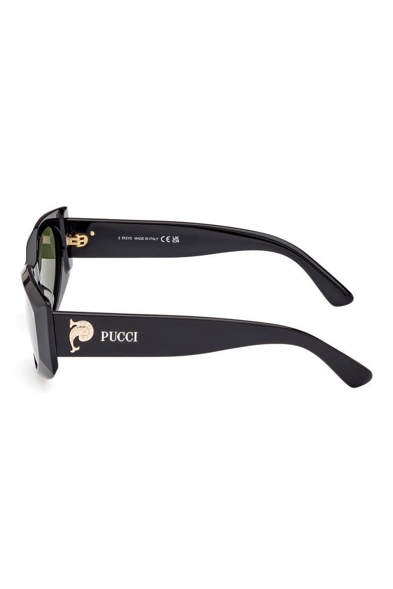 Geometric 55mm Sunglasses, Alternate, color, SHINY BLACK / GREEN