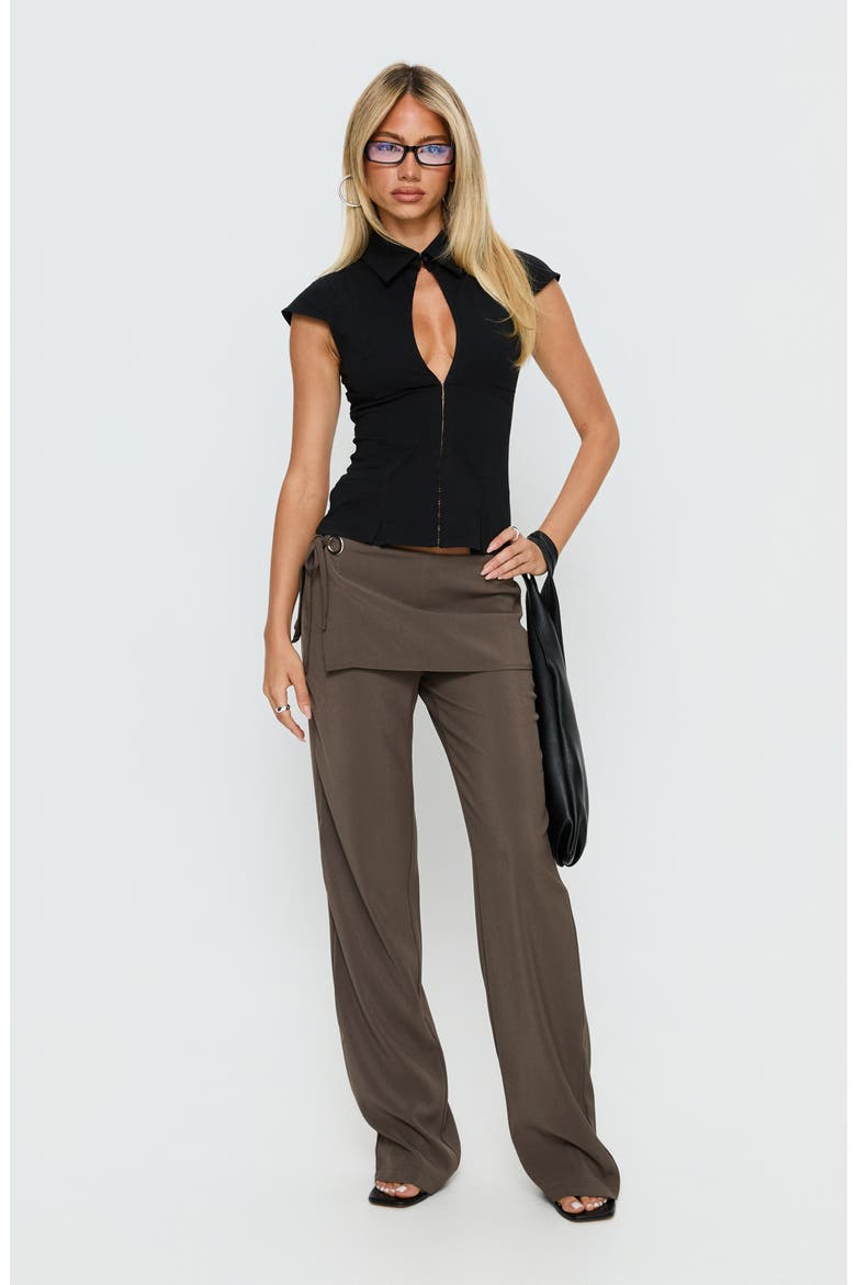 Yalanda Cutout Collared Top, Main, color, BLACK