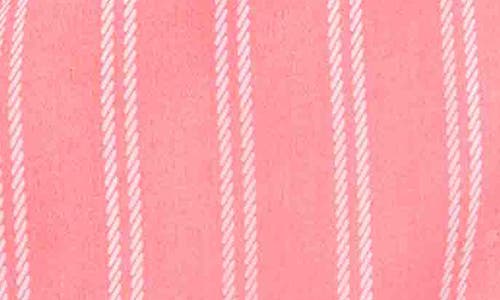 Foxcroft Evelyn Stripe Three-quarter Sleeve Cotton Button-up Shirt In Pink