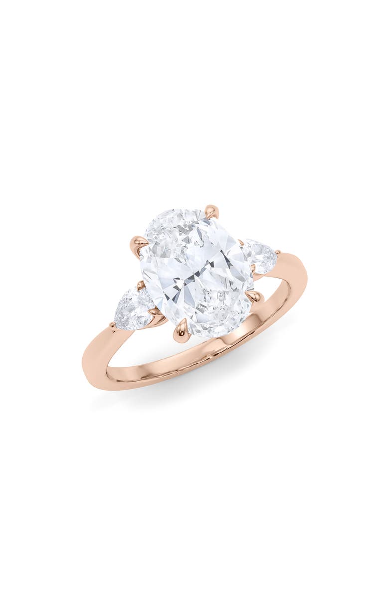 HauteCarat Oval & Pear Cut Lab Created Diamond Ring, Main, color, 2.00Ctw 18K Rose Gold