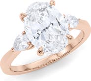 HauteCarat Oval & Pear Cut Lab Created Diamond Ring