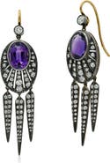 Fred Leighton Signed Fred Leighton Amethyst & Diamond Drop Earrings
