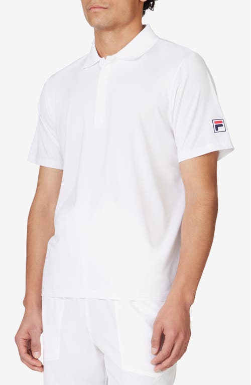 FILA Tennis Essentials Short Sleeve Performance Polo in White 