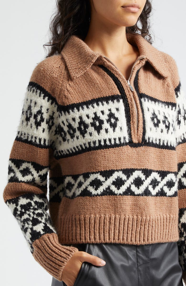 A.L.C. Carter Merino Wool Blend Quarter Zip Pullover, Alternate, color, Camel Multi