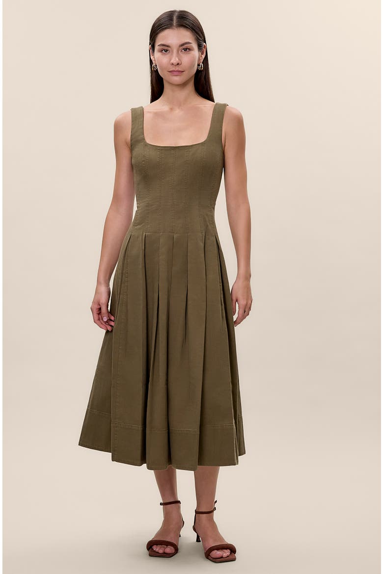 Edith Garment Dyed Dress, Main, color, Olive