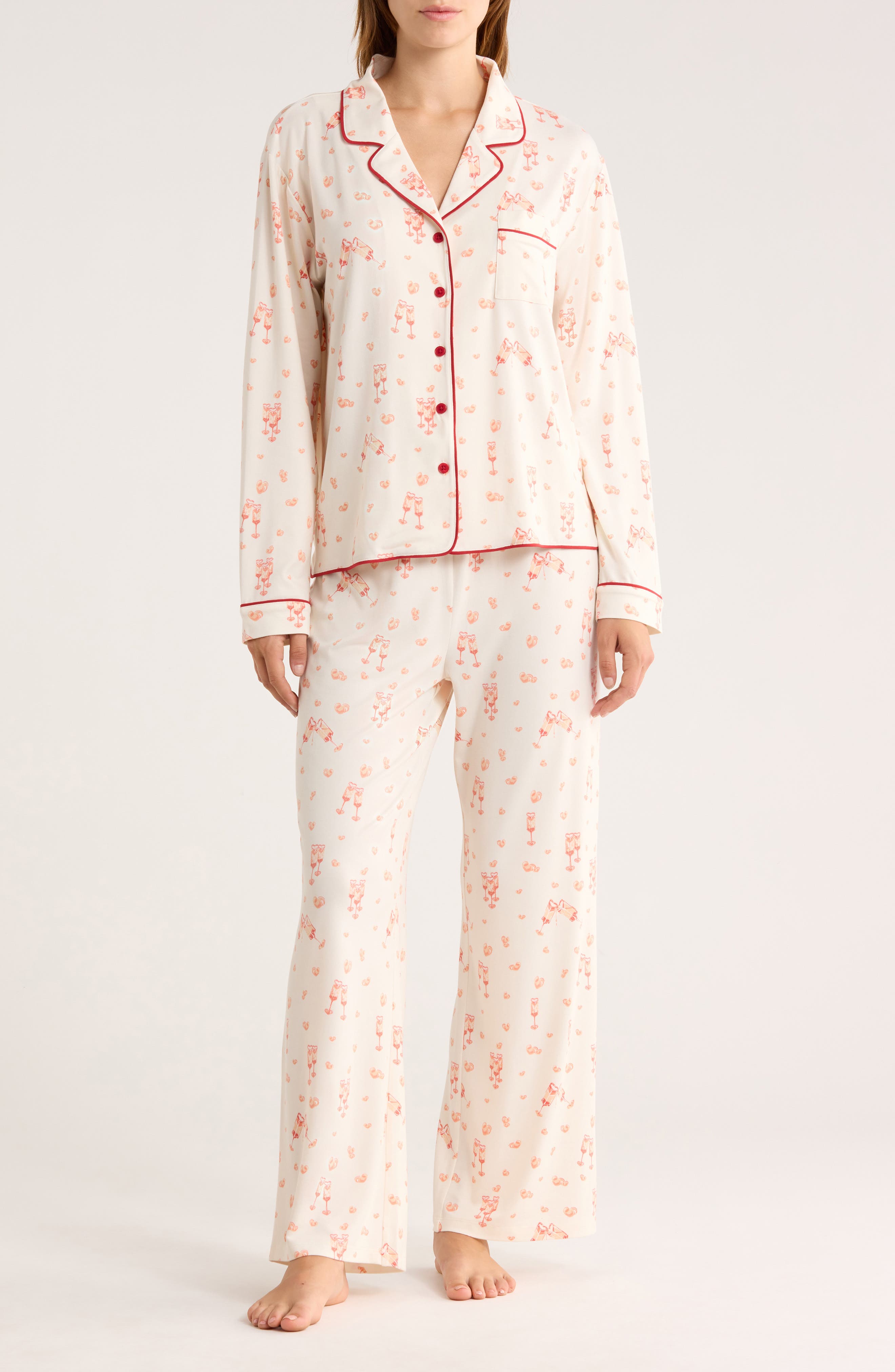 Honeydew Quiet Night Long Sleeve Button-Up Top & Pants Pajamas