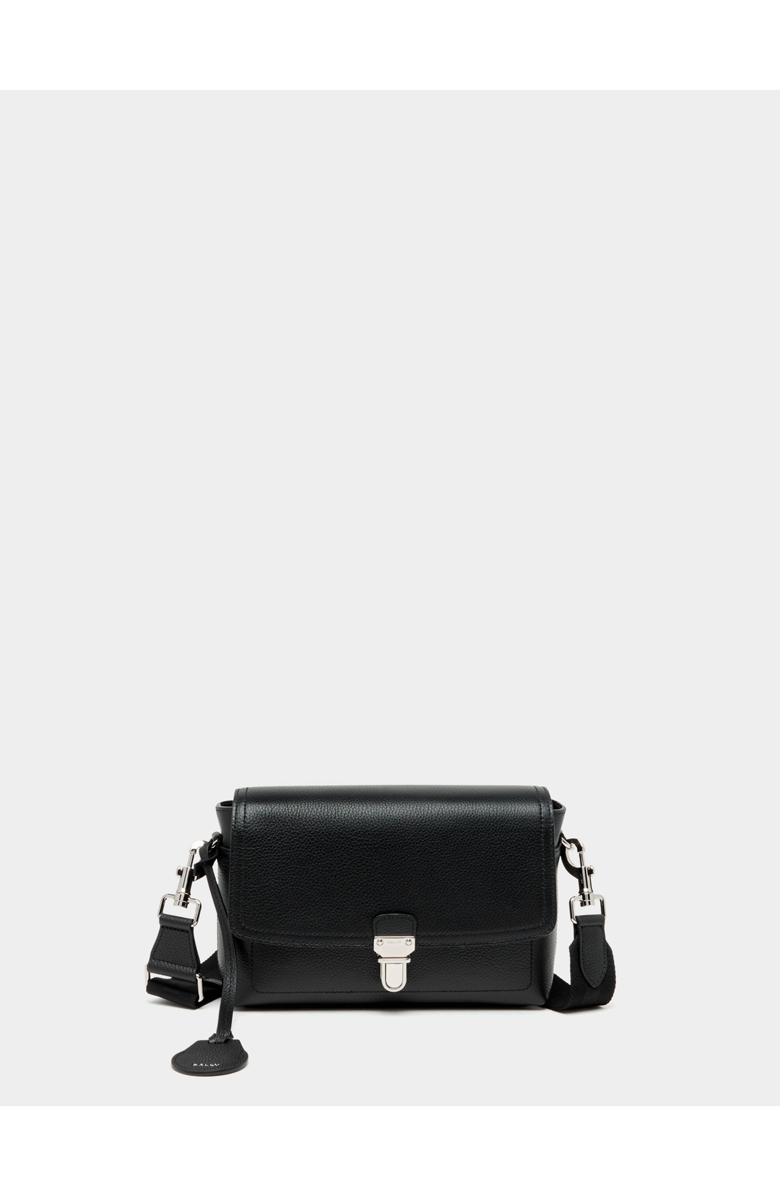 Bally Capitol Crossbody Bag in Grained Leather, Main, color, Black+Palladio