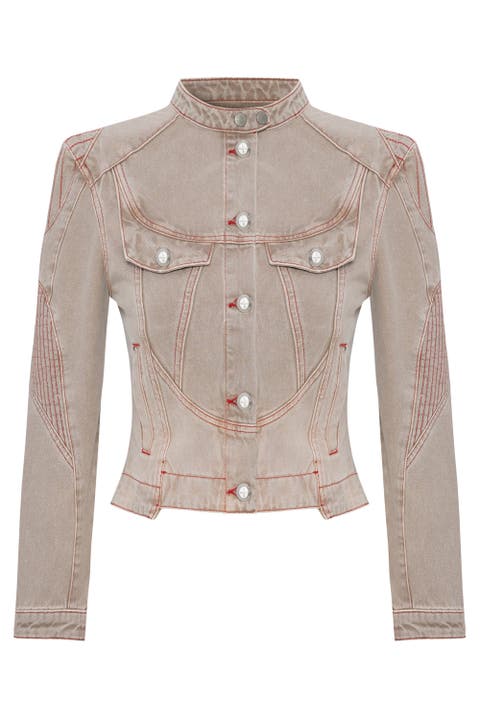 Pure Cotton Faded Motorcycle Denim Jacket