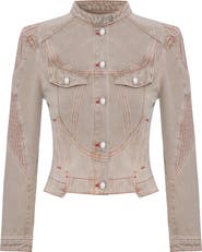 PCFG Pure Cotton Faded Motorcycle Denim Jacket
