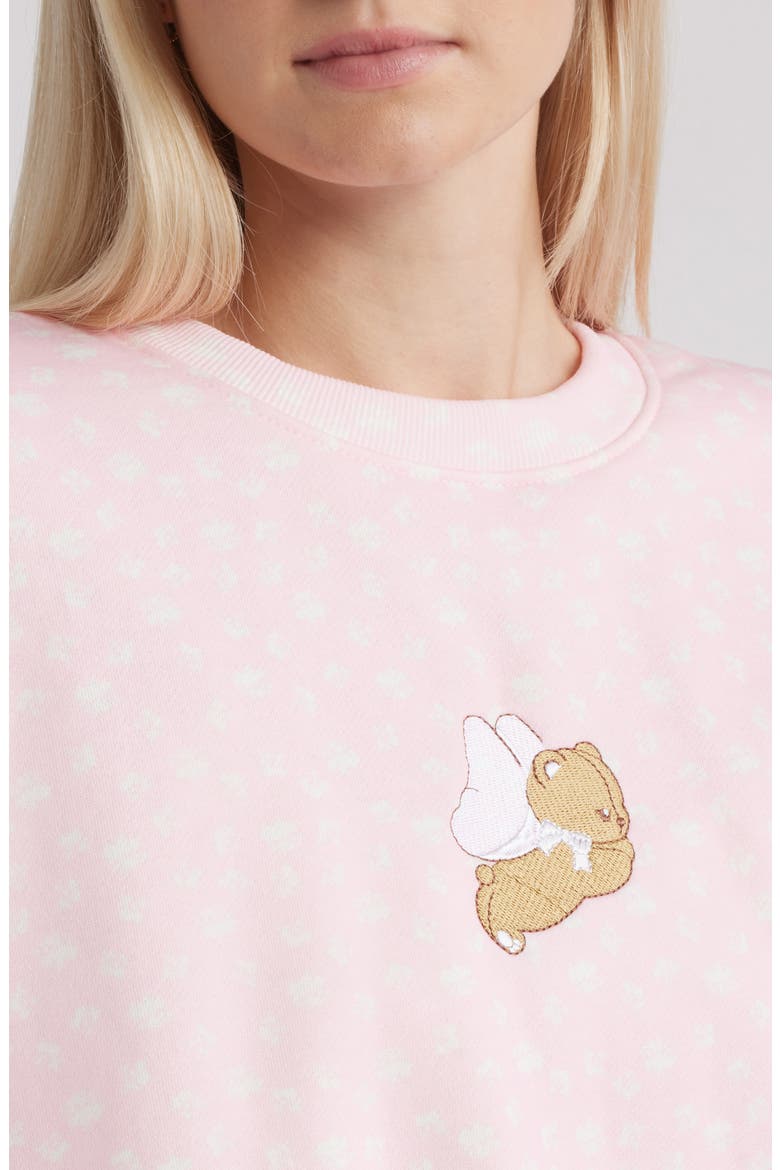 Angel Bear Embroidered Crewneck Sweatshirt, Alternate, color, BABY PINK