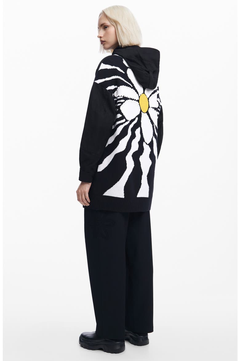 Floral Padded Coat, Alternate, color, BLACK
