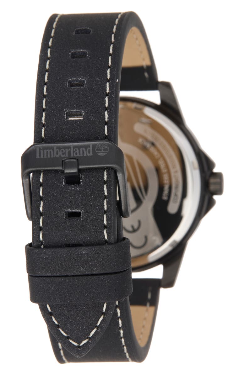 Timberland Classic Quartz Leather Strap Watch, 42mm, Alternate, color, Black