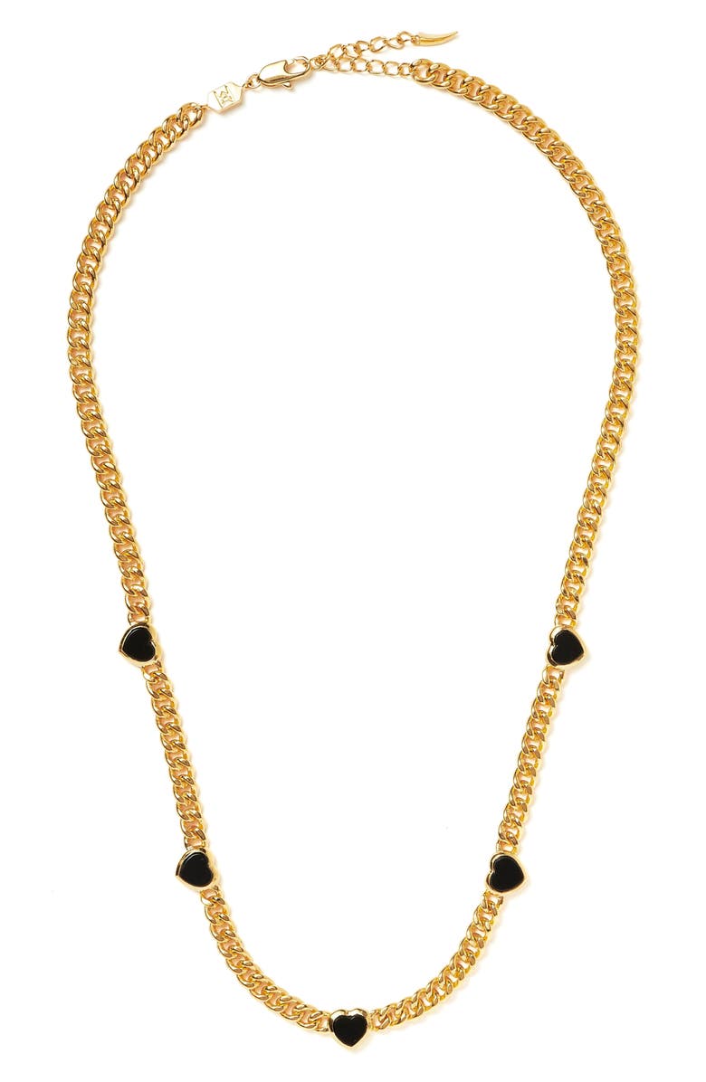 Missoma Onyx Heart Station Necklace, Main, color, 